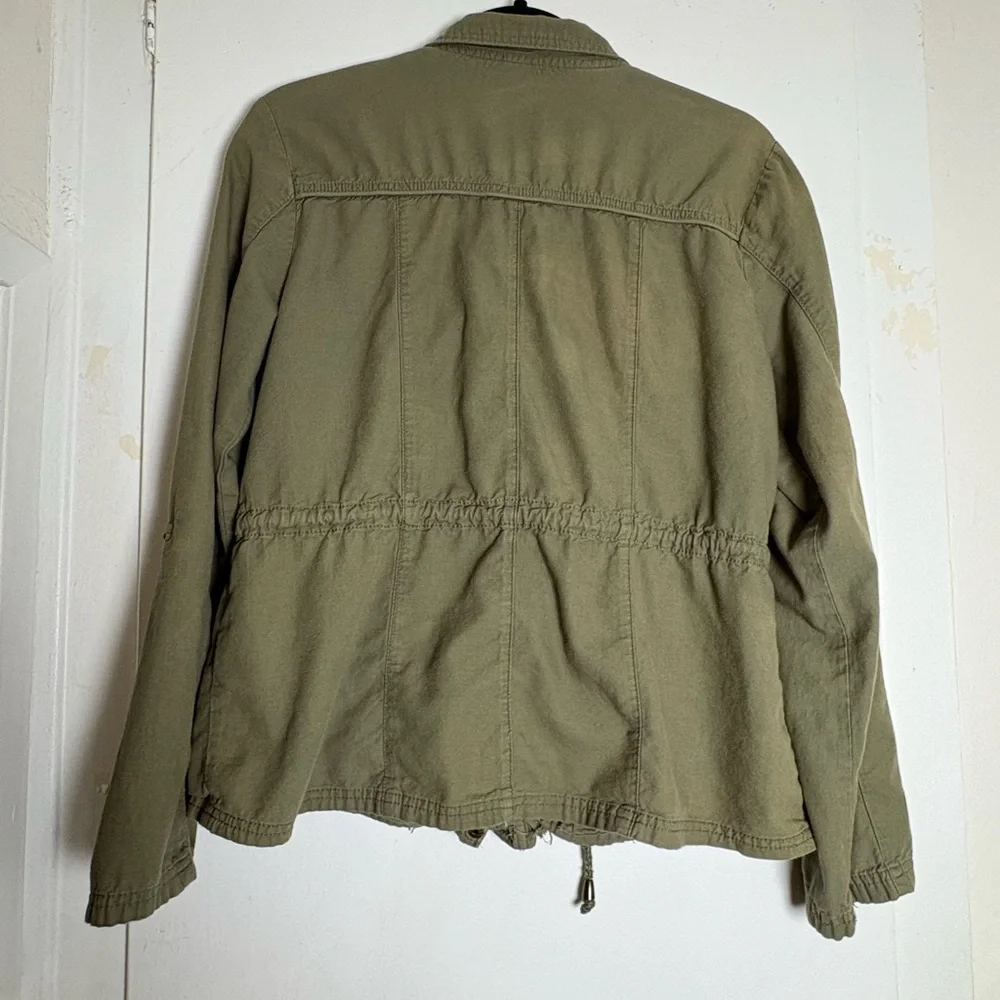 Classic Y2K Olive Utility Jacket with Adjustable Waist -Juniors Large/Womens Med - Picture 5 of 16